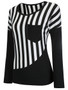 Casual Modern Vertical Striped Round Neck Long Sleeve T-Shirt