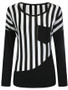 Casual Modern Vertical Striped Round Neck Long Sleeve T-Shirt