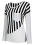 Casual Modern Vertical Striped Round Neck Long Sleeve T-Shirt