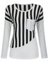 Casual Modern Vertical Striped Round Neck Long Sleeve T-Shirt