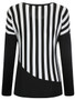 Casual Modern Vertical Striped Round Neck Long Sleeve T-Shirt