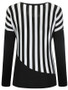 Casual Modern Vertical Striped Round Neck Long Sleeve T-Shirt