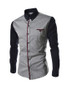 Casual Mens Color Block Patchwork Long Sleeve Shirt