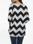 Casual Loose Fitting Zigzag Striped Long Sleeve T-shirt