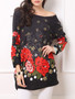 Casual Longline Casual One Shoulder Floral Printed Long Sleeve T-Shirt