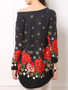 Casual Longline Casual One Shoulder Floral Printed Long Sleeve T-Shirt