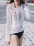 Casual Long Sleeve Round Neck See-Through Plain Tunic