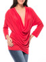 Hot Ruched Cowl Neck  Plain Long Sleeve T-Shirt