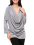 Hot Ruched Cowl Neck  Plain Long Sleeve T-Shirt