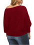 Hot One Shoulder Plain Batwing Sleeve Plus Size Sweater