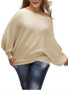 Hot One Shoulder Plain Batwing Sleeve Plus Size Sweater