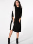 Casual High Neck Batwing Sleeve Loose Fitting Color Block Sweater