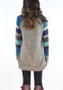 Grey-Yellow Color Block Striped Patchwork Long Sleeve Casual T-Shirts Mini Dress