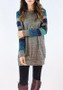 Grey-Yellow Color Block Striped Patchwork Long Sleeve Casual T-Shirts Mini Dress