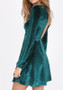 Green Plain Backless Round Neck Long Sleeve Mini Dress