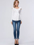 Casual Flounce Plain Open Shoulder Long Sleeve T-Shirt