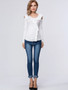 Casual Flounce Plain Open Shoulder Long Sleeve T-Shirt