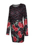 Casual Elegant Floral Printed Round Neck Long Sleeve Bodycon Dress
