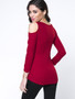 Casual Designed Solid Lace-Up Open Shoulder Long Sleeve T-Shirt