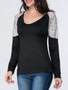 Casual Designed Patchwork Hollow Out Long Sleeve T-Shirt