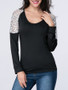 Casual Designed Patchwork Hollow Out Long Sleeve T-Shirt