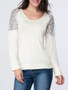 Casual Designed Patchwork Hollow Out Long Sleeve T-Shirt