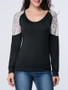 Casual Designed Patchwork Hollow Out Long Sleeve T-Shirt