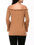 Casual Designed Off Shoulder Plain Bell Long Sleeve T-Shirt