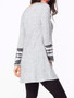 Casual Decorative Buttons Knit Geometric Printed Long Sleeve T-shirt