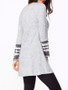 Casual Decorative Buttons Knit Geometric Printed Long Sleeve T-shirt