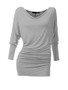 Casual Cowl Neck Plain Batwing Long Sleeve T-Shirt