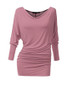 Casual Cowl Neck Plain Batwing Long Sleeve T-Shirt