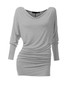 Casual Cowl Neck Plain Batwing Long Sleeve T-Shirt