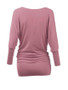 Casual Cowl Neck Plain Batwing Long Sleeve T-Shirt