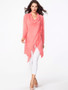 Casual Cowl Neck Fringe Plain Long Sleeve T-Shirt