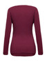 Casual Cowl Neck Diagonal Buttons Plain Long Sleeve T-Shirt