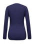 Casual Cowl Neck Diagonal Buttons Plain Long Sleeve T-Shirt