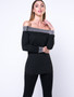 Casual Color Block Modern Off Shoulder Long Sleeve T-Shirt