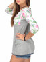 Casual Style Patchwork Floral Printed Plus Size Long Sleeve T-Shirt