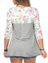 Casual Style Patchwork Floral Printed Plus Size Long Sleeve T-Shirt