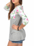 Casual Style Patchwork Floral Printed Plus Size Long Sleeve T-Shirt