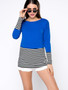 Casual Brief Style Striped Round Neck Long Sleeve T-Shirt