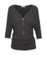 Casual Captivating V-Neck Zips Plain Batwing Long Sleeve T-Shirt