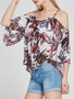 Casual Captivating Open Shoulder Printed Long Sleeve T-Shirt