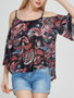 Casual Captivating Open Shoulder Printed Long Sleeve T-Shirt