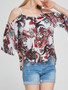 Casual Captivating Open Shoulder Printed Long Sleeve T-Shirt