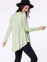 Casual Boat Neck Asymmetric Hem Plain Long Sleeve T-shirt