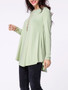 Casual Boat Neck Asymmetric Hem Plain Long Sleeve T-shirt