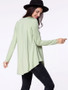 Casual Boat Neck Asymmetric Hem Plain Long Sleeve T-shirt