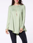 Casual Boat Neck Asymmetric Hem Plain Long Sleeve T-shirt